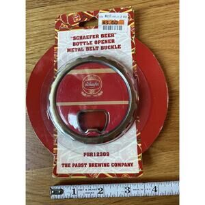 Schaefer Beer Bottle Opener Metal Belt Buckle Pabst Brewing Company NEW Large